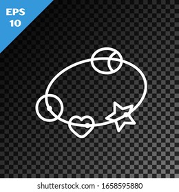 White line Rattle baby toy icon isolated on transparent dark background. Beanbag sign.  Vector Illustration