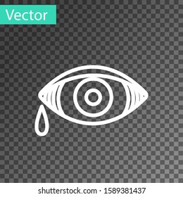 White line Reddish eye due to viral, bacterial or allergic conjunctivitis icon isolated on transparent background.  Vector Illustration