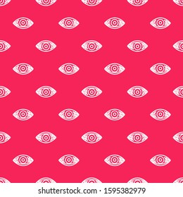 White line Reddish eye due to viral, bacterial or allergic conjunctivitis icon isolated seamless pattern on red background.  Vector Illustration