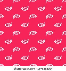 White line Reddish eye due to viral, bacterial or allergic conjunctivitis icon isolated seamless pattern on red background.  Vector Illustration