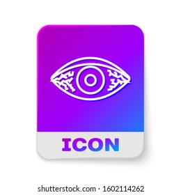 White line Reddish eye due to viral, bacterial or allergic conjunctivitis icon isolated on white background. Rectangle color button. Vector Illustration