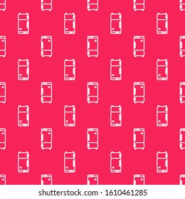 White line Refrigerator icon isolated seamless pattern on red background. Fridge freezer refrigerator. Household tech and appliances.  Vector Illustration