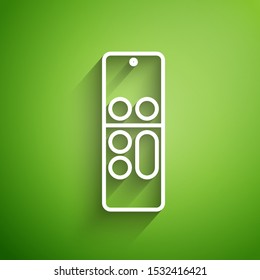 White line Remote control icon isolated on green background.  Vector Illustration