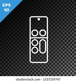 White line Remote control icon isolated on transparent dark background.  Vector Illustration