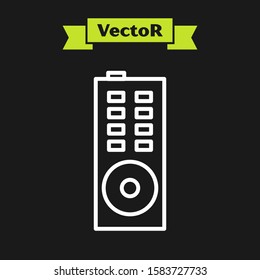 White line Remote control icon isolated on black background.  Vector Illustration