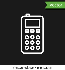 White line Remote control icon isolated on black background.  Vector Illustration