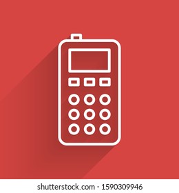 White line Remote control icon isolated with long shadow.  Vector Illustration