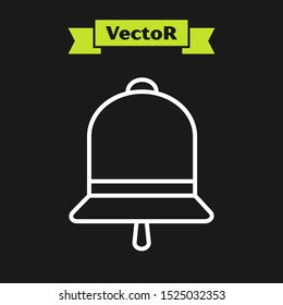 White line Ringing bell icon isolated on black background. Alarm symbol, service bell, handbell sign, notification symbol.  Vector Illustration