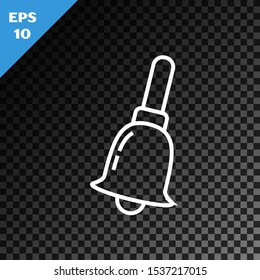 White line Ringing bell icon isolated on transparent dark background. Alarm symbol, service bell, handbell sign, notification symbol.  Vector Illustration