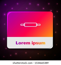 White line Rolling pin icon isolated on black background. Rectangle color button. Vector Illustration