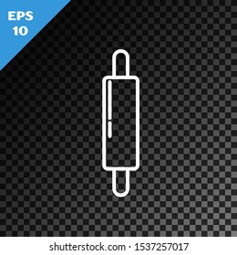 White line Rolling pin icon isolated on transparent dark background.  Vector Illustration