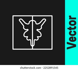 White line Rorschach test icon isolated on black background. Psycho diagnostic inkblot test Rorschach.  Vector
