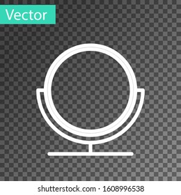 White line Round makeup mirror icon isolated on transparent background.  Vector Illustration