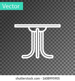 White line Round table icon isolated on transparent background.  Vector Illustration