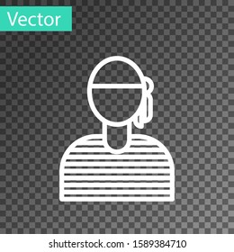 White line Sailor captain icon isolated on transparent background.  Vector Illustration