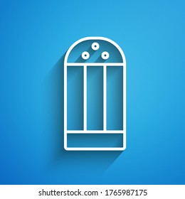 White line Salt icon isolated on blue background. Cooking spices. Long shadow. Vector