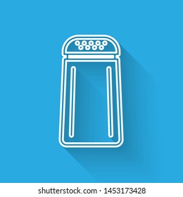 White line Salt and pepper icon isolated with long shadow. Cooking spices.  Vector Illustration