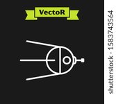 White line Satellite icon isolated on black background.  Vector Illustration