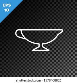 White line Sauce boat icon isolated on transparent dark background. Sauce bowl.  Vector Illustration