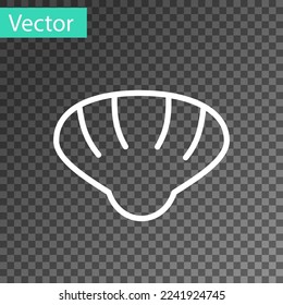 White line Scallop sea shell icon isolated on transparent background. Seashell sign.  Vector