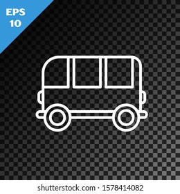 White line School Bus icon isolated on transparent dark background.  Vector Illustration