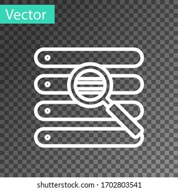 White line Search in a browser window icon isolated on transparent background. Vector Illustration