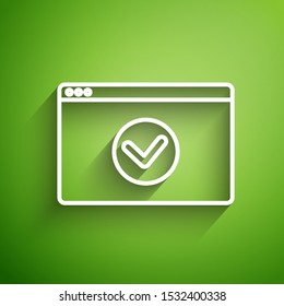 White line Secure your site with HTTPS, SSL icon isolated on green background. Internet communication protocol.  Vector Illustration