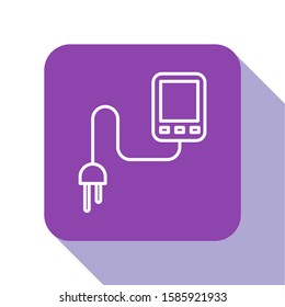 White line Sensor icon isolated on white background. Purple square button. Vector Illustration