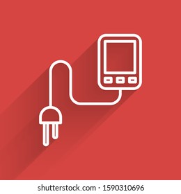 White line Sensor icon isolated with long shadow.  Vector Illustration