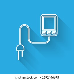 White line Sensor icon isolated with long shadow.  Vector Illustration