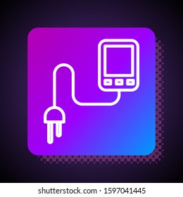 White line Sensor icon isolated on black background. Square color button. Vector Illustration