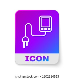 White line Sensor icon isolated on white background. Rectangle color button. Vector Illustration