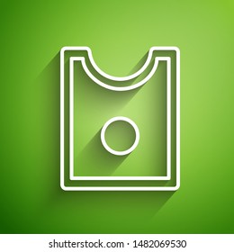 White line Sewing Pattern icon isolated on green background. Markings for sewing.  Vector Illustration