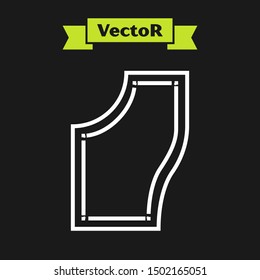 White line Sewing Pattern icon isolated on black background. Markings for sewing.  Vector Illustration