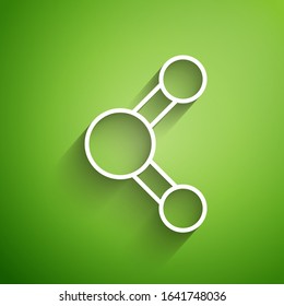 White line Share icon isolated on green background. Sharing, communication pictogram, social media, connection, network, distribute sign.  Vector Illustration