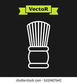 White line Shaving brush icon isolated on black background. Barbershop symbol.  Vector Illustration
