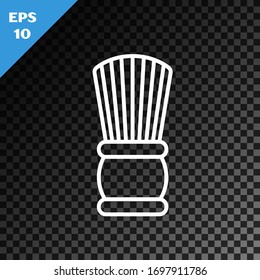 White line Shaving brush icon isolated on transparent dark background. Barbershop symbol.  Vector Illustration