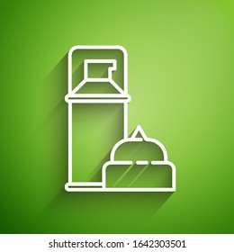White line Shaving gel foam icon isolated on green background. Shaving cream.  Vector Illustration