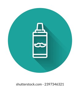 White line Shaving gel foam icon isolated with long shadow. Shaving cream. Green circle button. Vector Illustration
