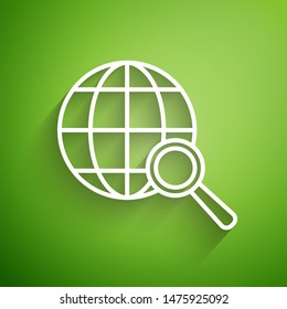 White line Shield with check mark icon isolated on green background. Protection symbol. Security check Icon. Tick mark approved icon.  Vector Illustration