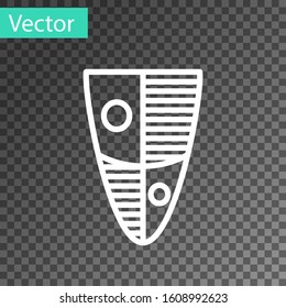 White line Shield icon isolated on transparent background. Guard sign. Security, safety concept.  Vector Illustration