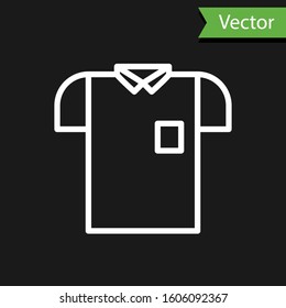 White line shirt icon isolated on black background.  Vector Illustration