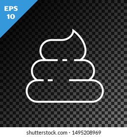White line Shit icon isolated on transparent dark background.  Vector Illustration