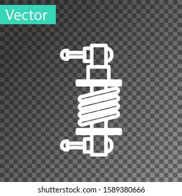 White line Shock absorber icon isolated on transparent background.  Vector Illustration