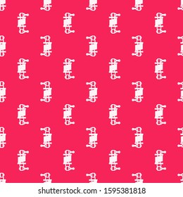 White line Shock absorber icon isolated seamless pattern on red background.  Vector Illustration