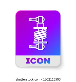 White line Shock absorber icon isolated on white background. Rectangle color button. Vector Illustration