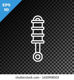 White line Shock absorber icon isolated on transparent dark background.  Vector Illustration