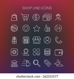 White line shop icons. Vector set