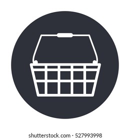 White line shopping basket vector icon