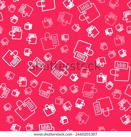 White line Shopping list icon isolated seamless pattern on red background.  Vector